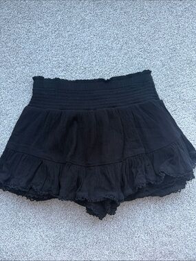Aeropostale Black Ruffle Smocked-Waist Skort